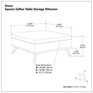 Owen Square Coffee Table Storage Ottoman