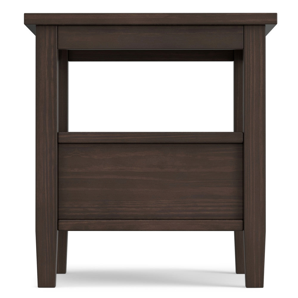 Warm Shaker Solid Wood 20" Rustic End Side Table, Warm Walnut Brown