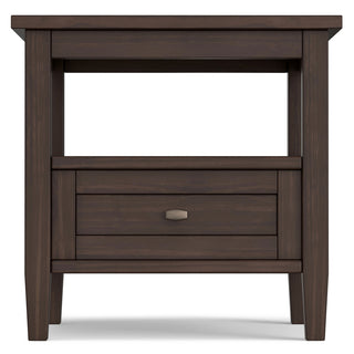 Warm Shaker Solid Wood 20" Rustic End Side Table, Warm Walnut Brown