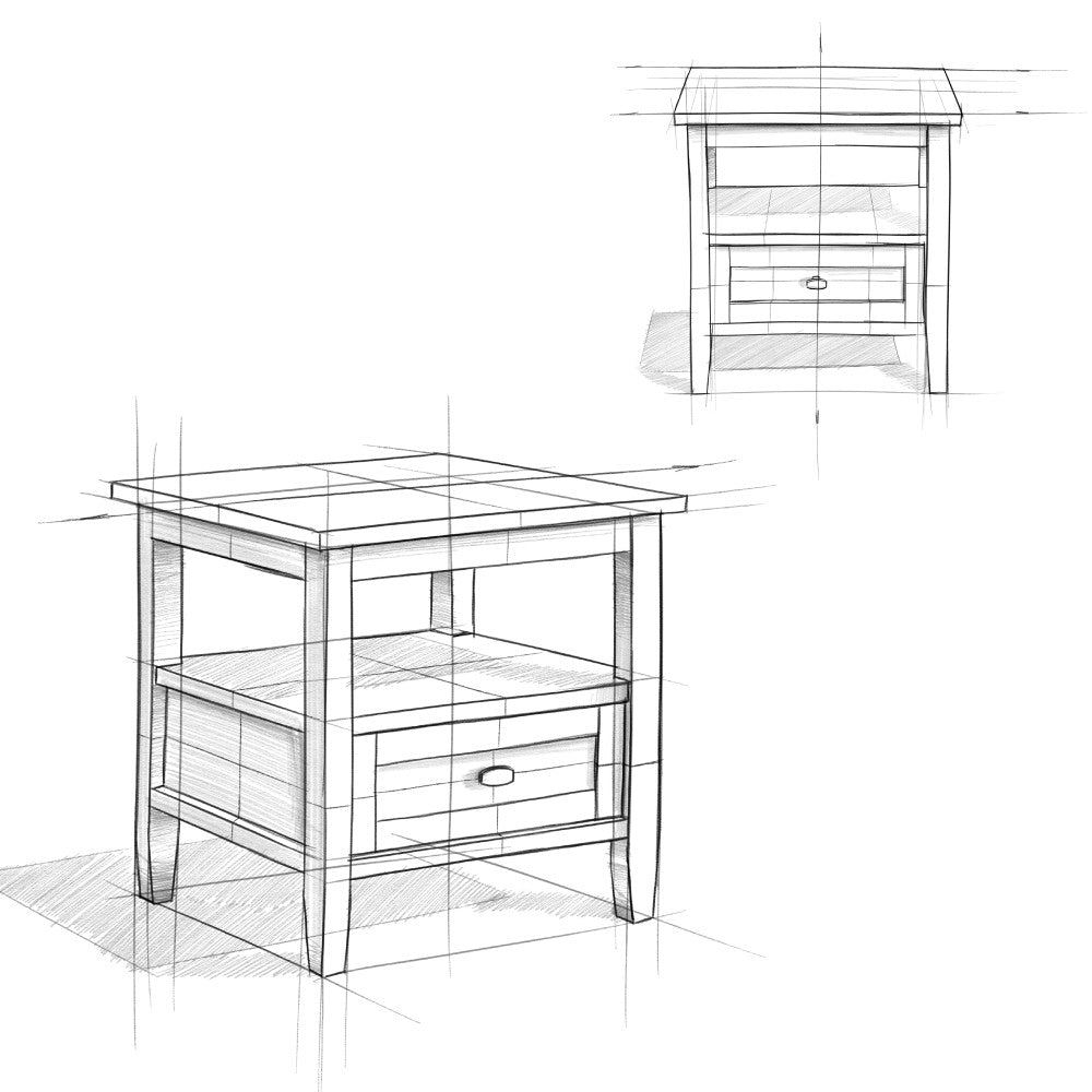 Warm Shaker Solid Wood 20" Rustic End Side Table, Warm Walnut Brown