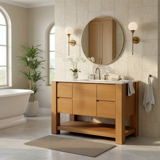 Safavieh Couture Bertino Vanity, Light Oak/White, 48In