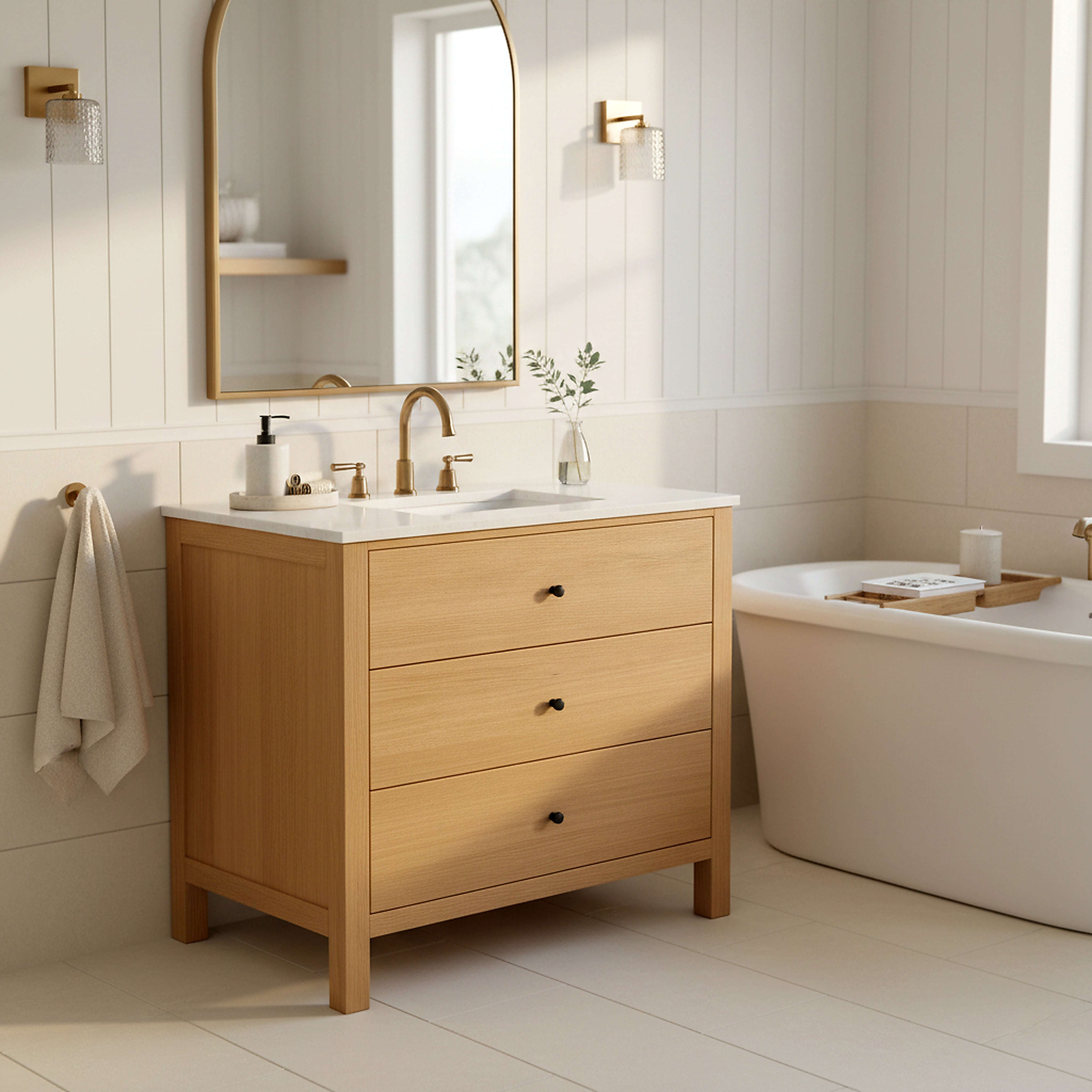 Safavieh Couture Tompkinson Vanity, Natural/White, 36In