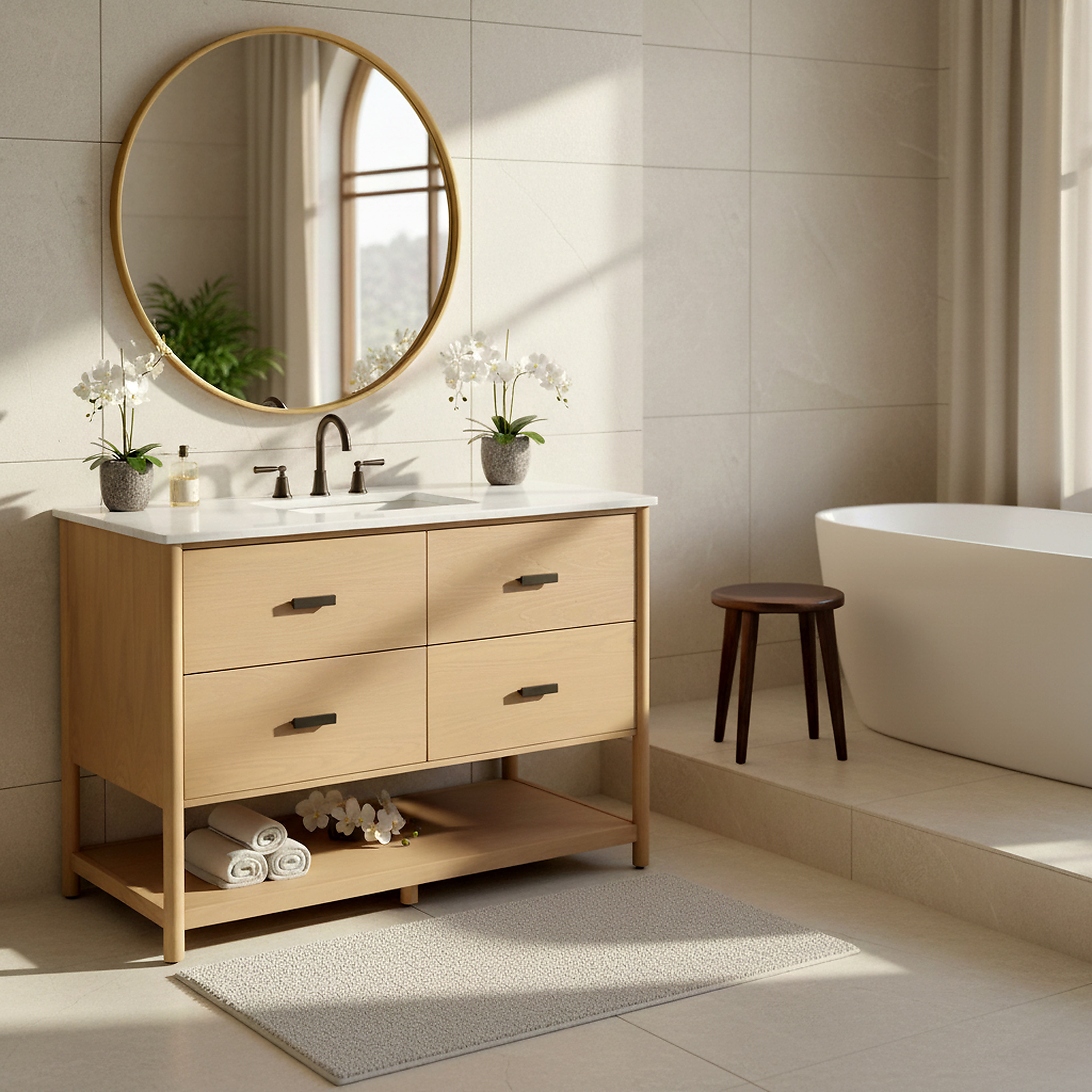 Safavieh Couture Jaylessa Vanity, Natural/White, 48In
