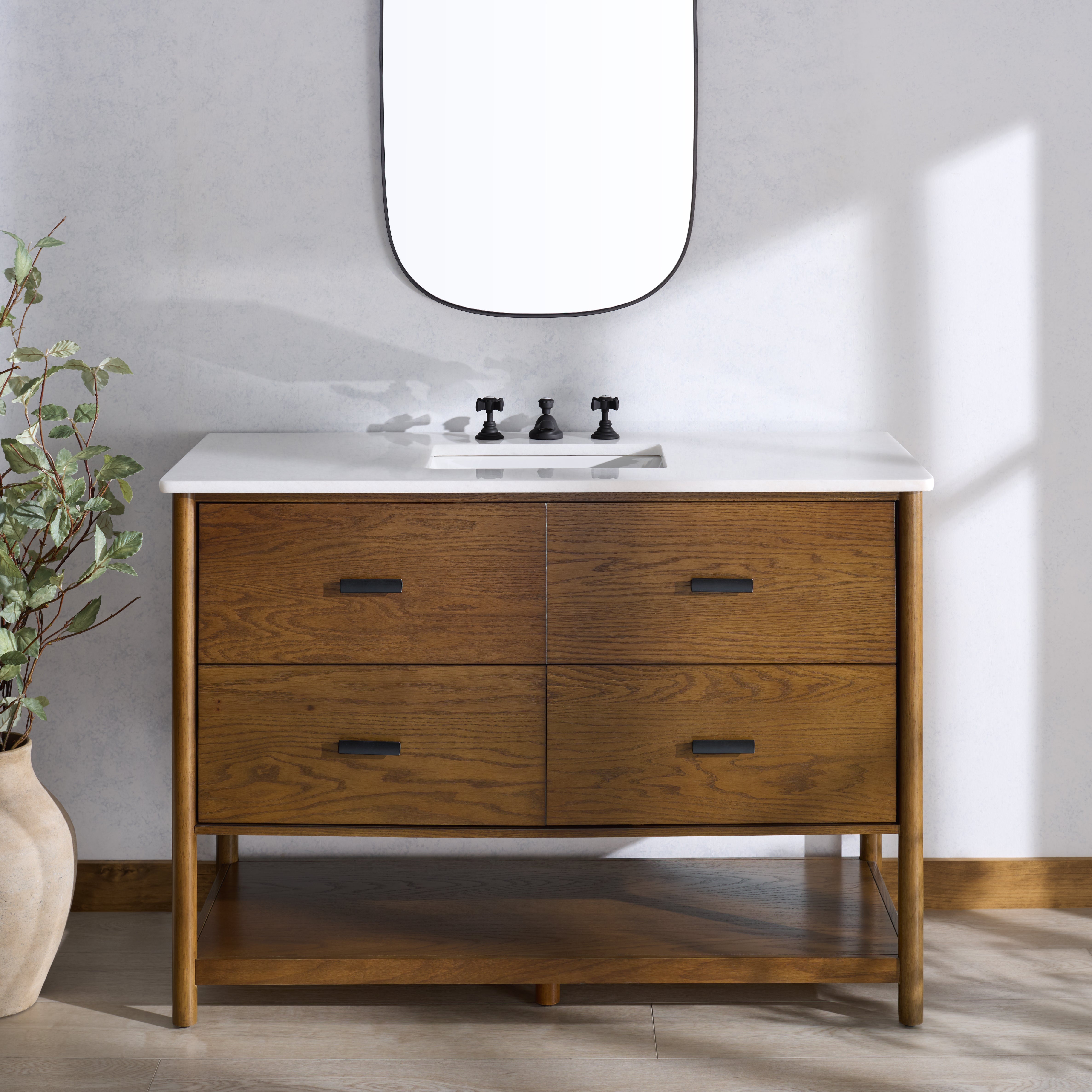 Safavieh Couture Jaylessa Vanity, Medium Oak/White, 48In