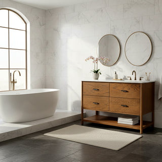 Safavieh Couture Jaylessa Vanity, Medium Oak/White, 48In