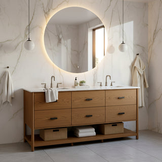 Safavieh Couture Jaylessa Vanity, Medium Oak/White, 72In