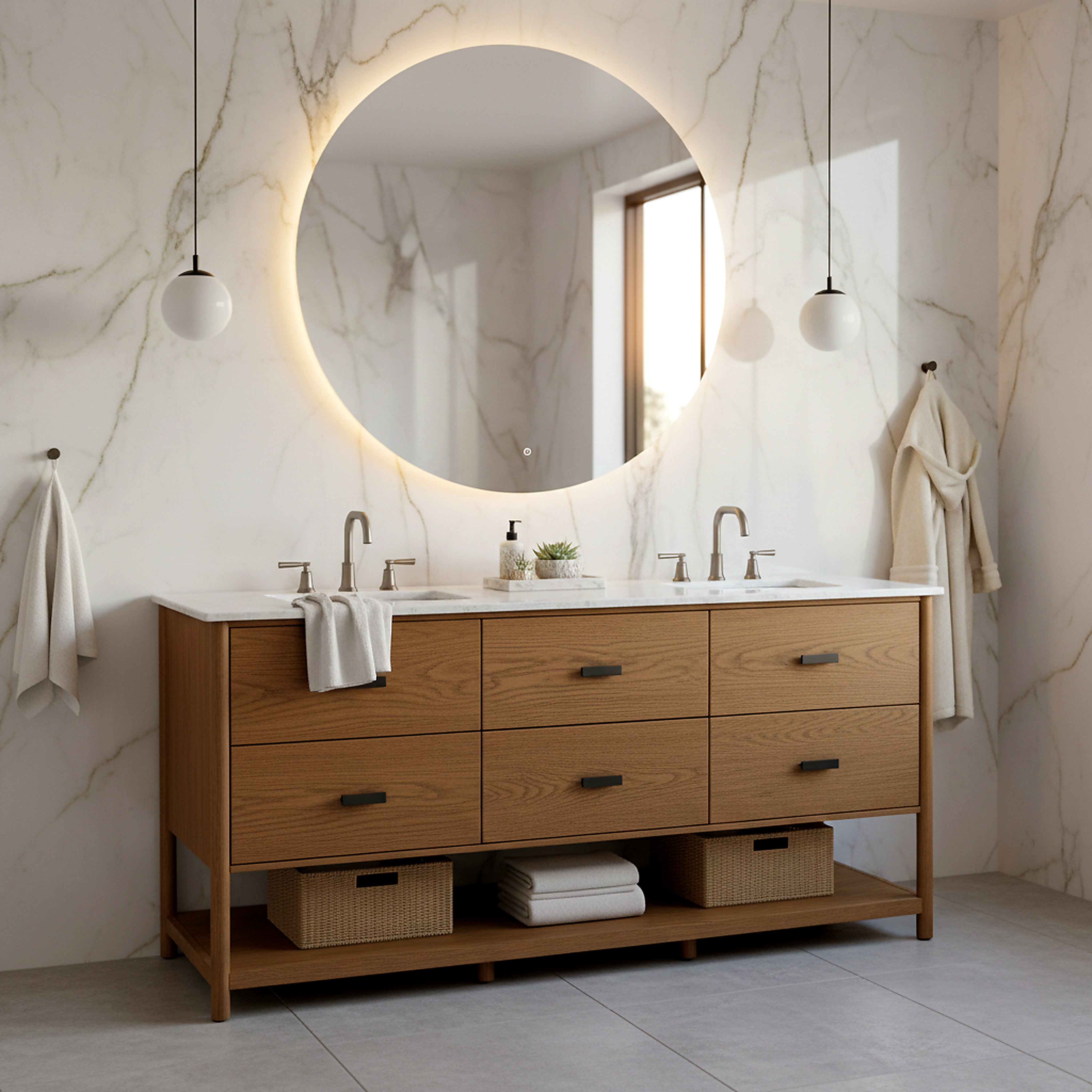 Safavieh Couture Jaylessa Vanity, Medium Oak/White, 72In