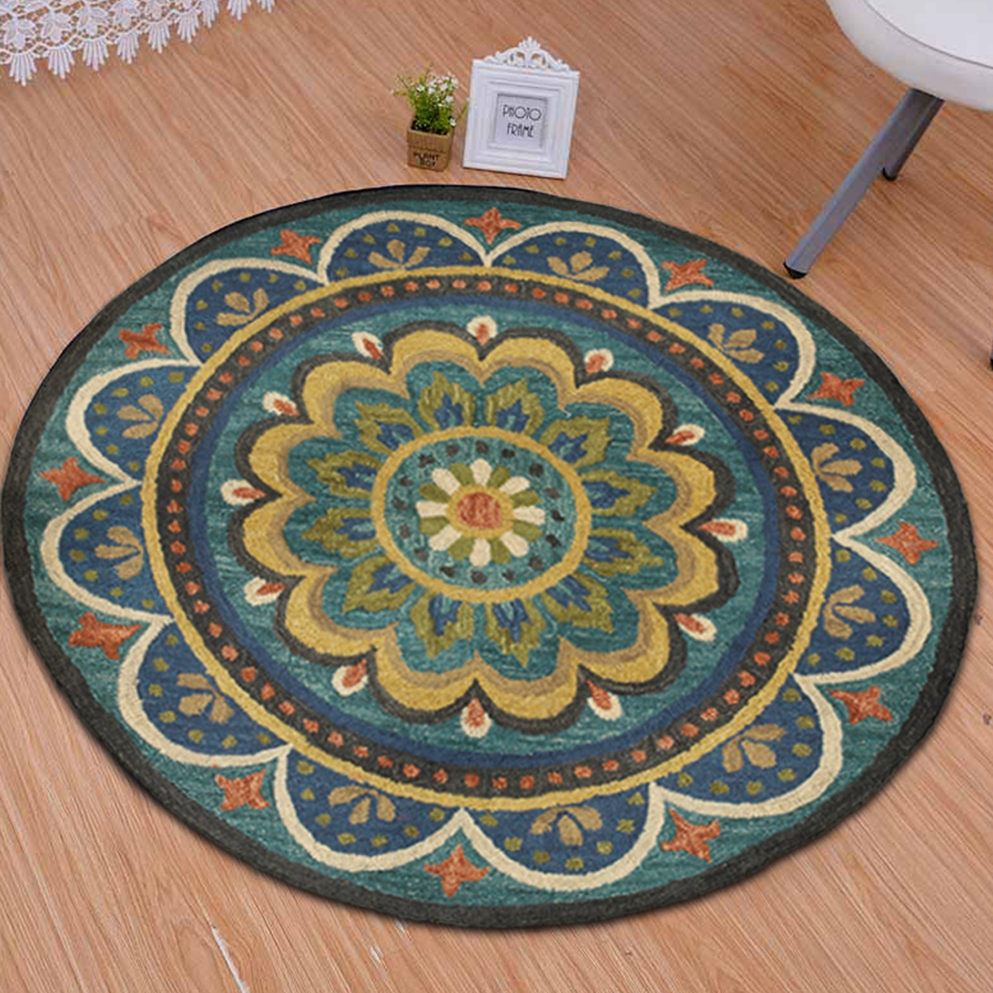 Floral Escape Mandala Area Rug, 6' Round