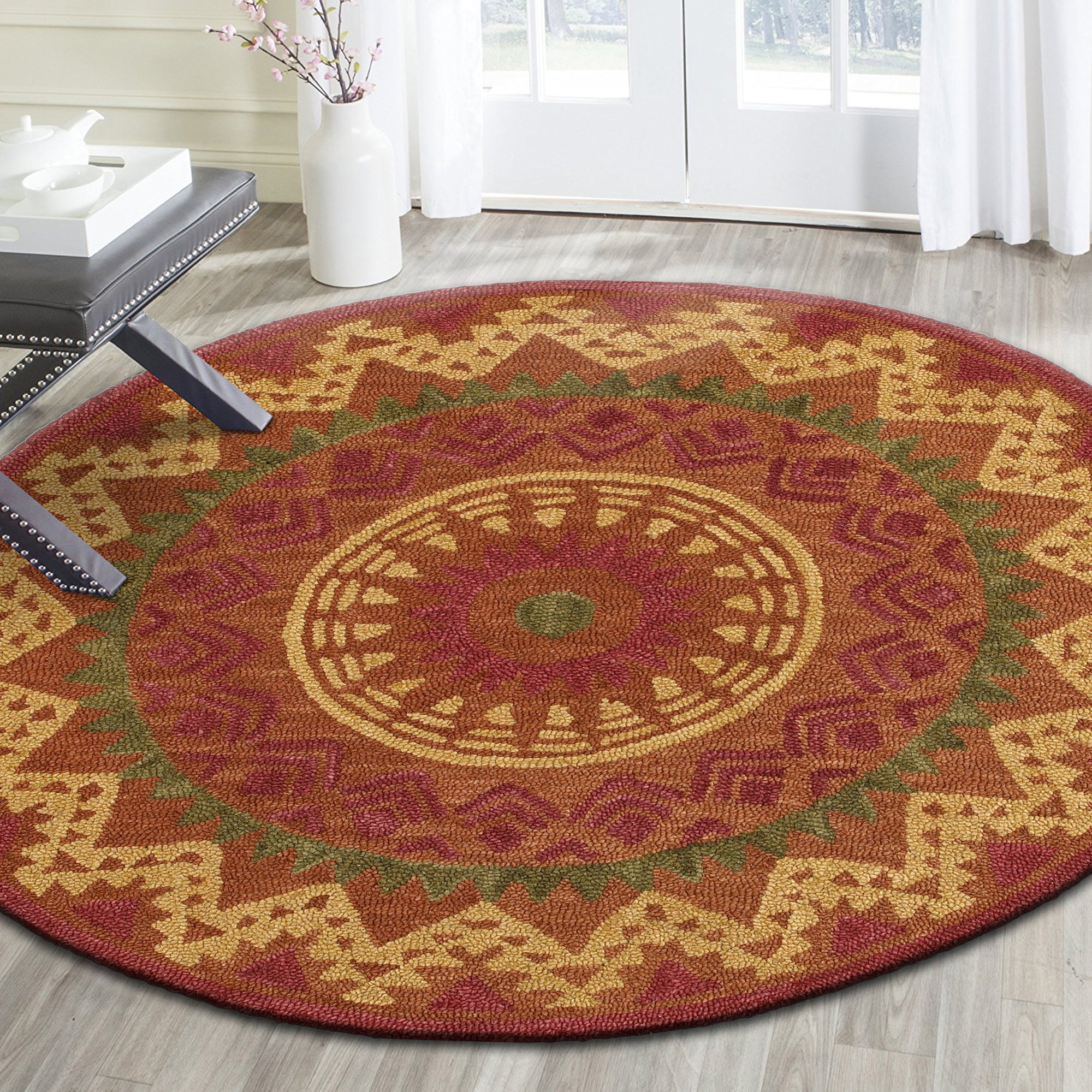 Southwestern Medallion Area Rug, 6' Round