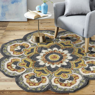 Floral Sun Area Rug, 4' Round