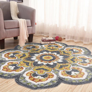 Floral Sun Area Rug, 4' Round