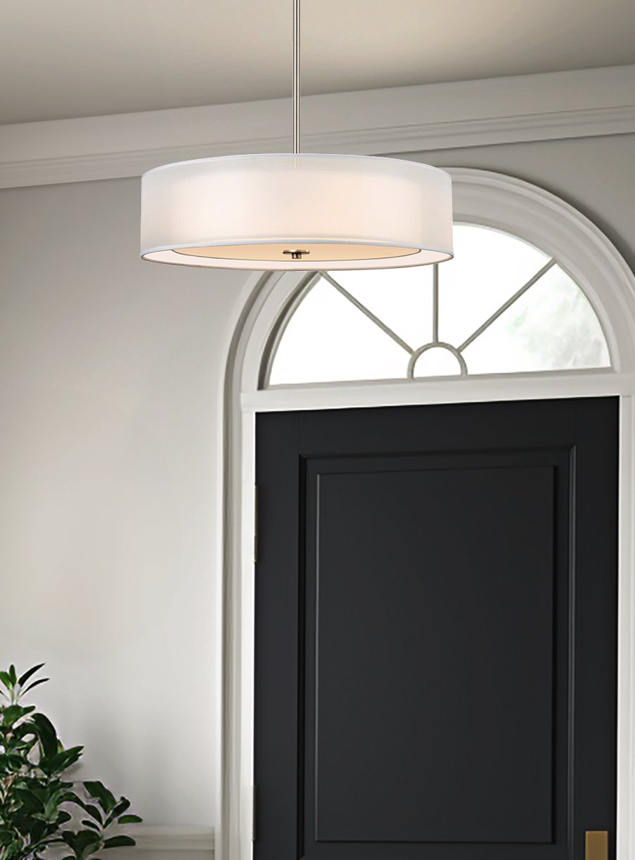 Kira Home Lindos 20" Double Drum Chandelier, Glass Diffuser, Stem-Hung