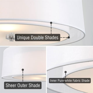 Kira Home Lindos 20" Double Drum Chandelier, Glass Diffuser, Stem-Hung