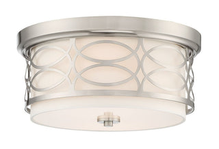 Kira Home Sienna 13" Flush Mount Ceiling Light, Metal Drum Shade, White Fabric