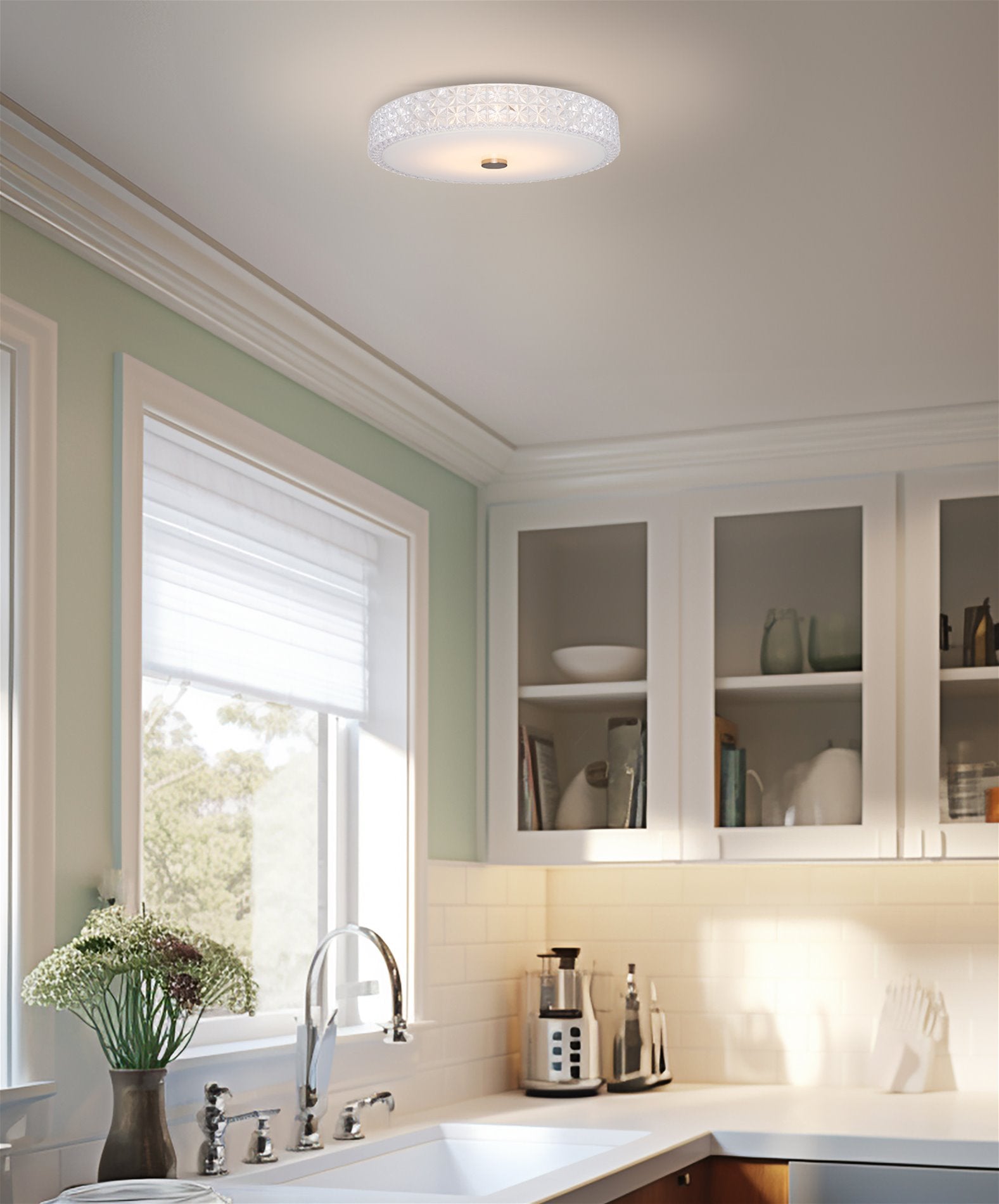 Kira Home Maxine 15" Flush Mount Ceiling Light, Integrated 20W LED, Crystal