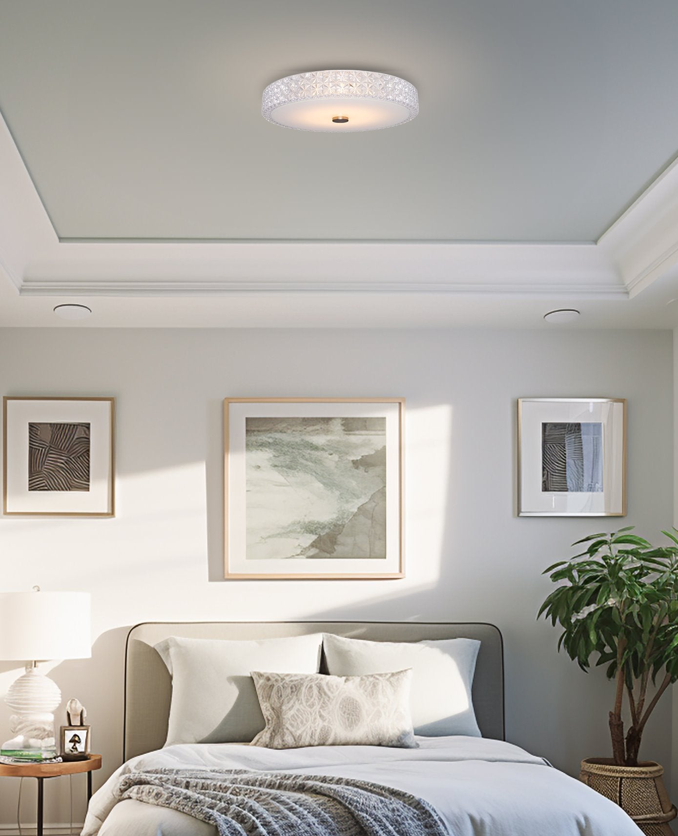 Kira Home Maxine 15" Flush Mount Ceiling Light, Integrated 20W LED, Crystal