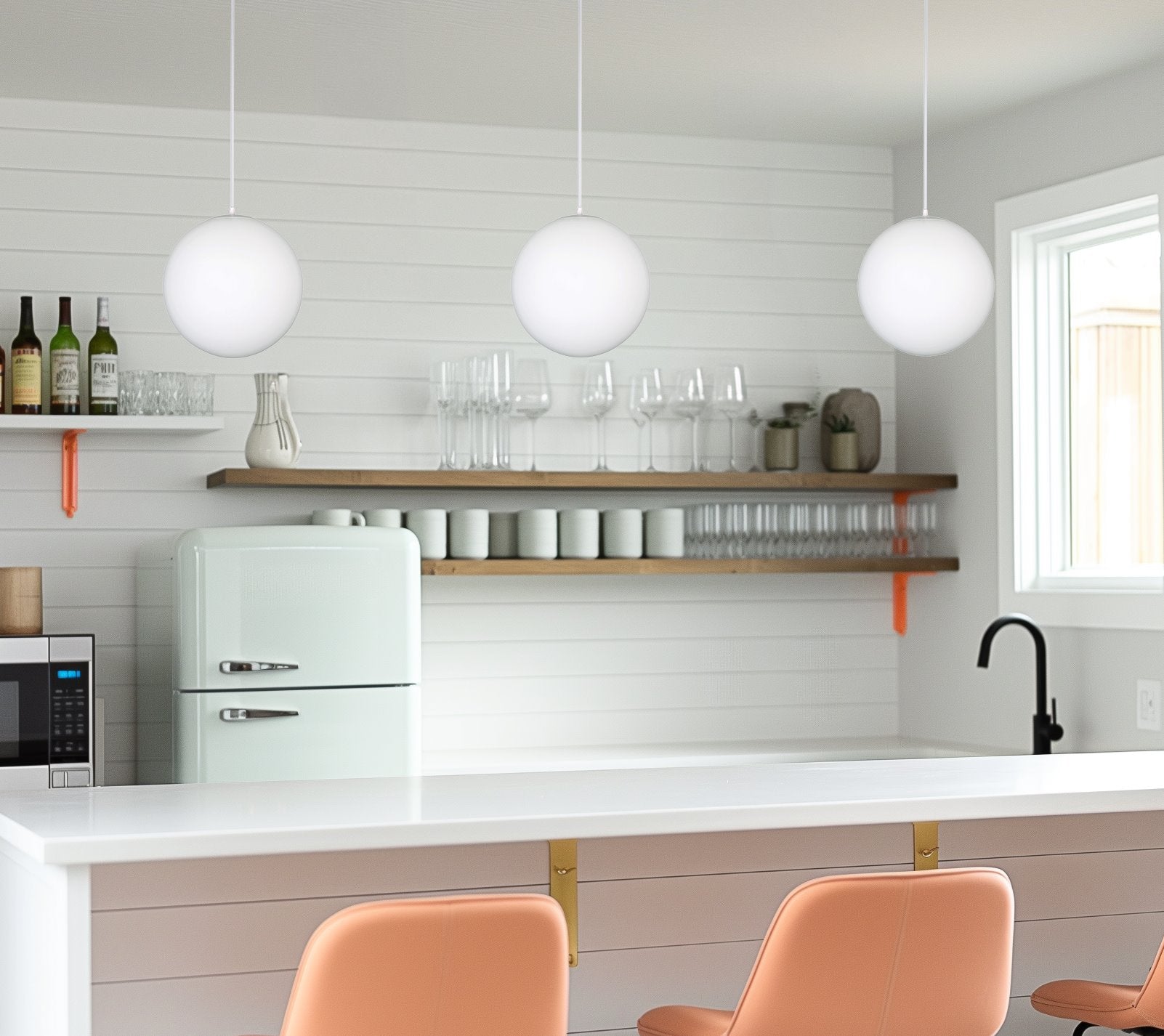 Kira Home Ceres 8" Hanging Orb Pendant Light, Smooth Frosted Diffuser