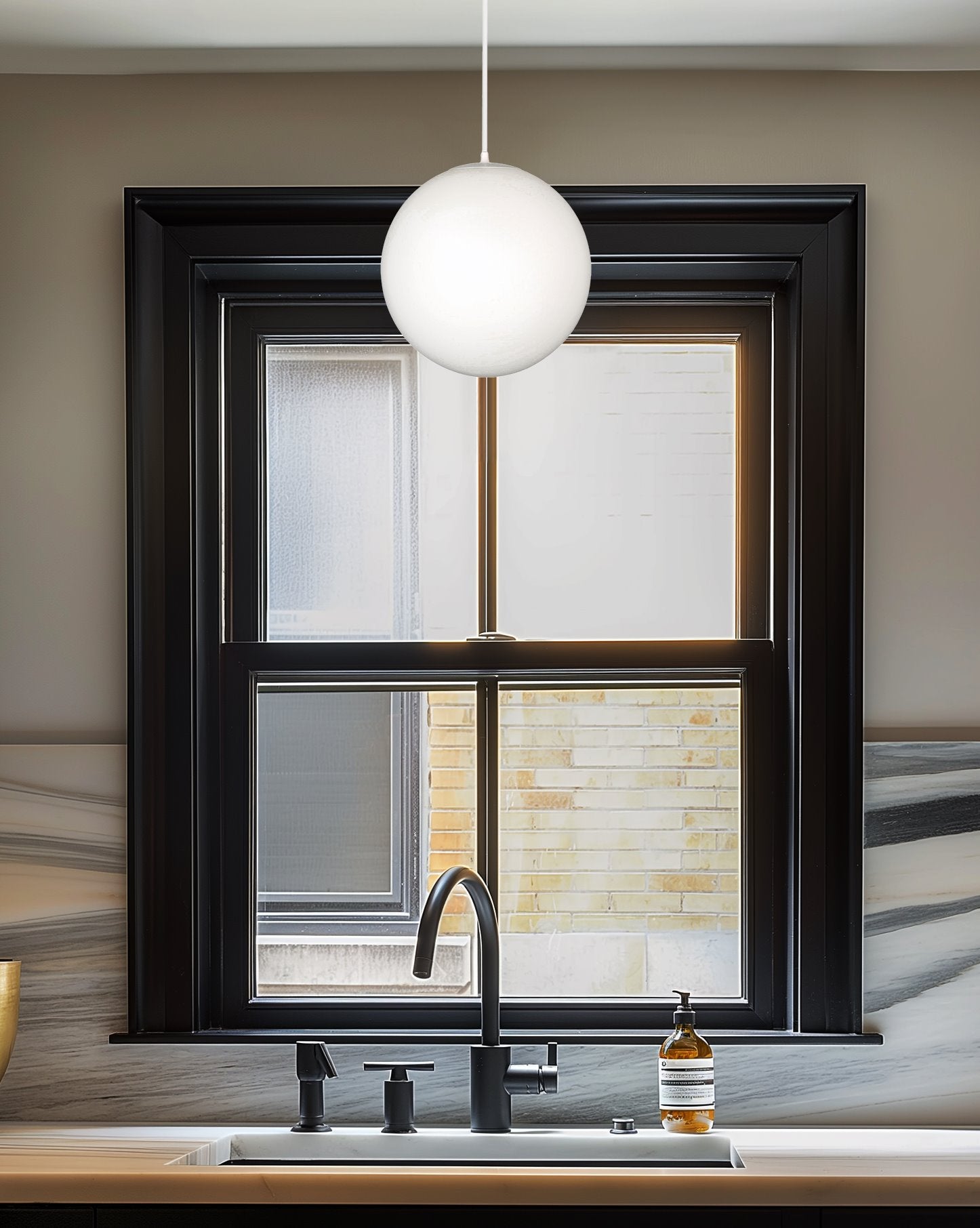 Kira Home Ceres 8" Hanging Orb Pendant Light, Smooth Frosted Diffuser