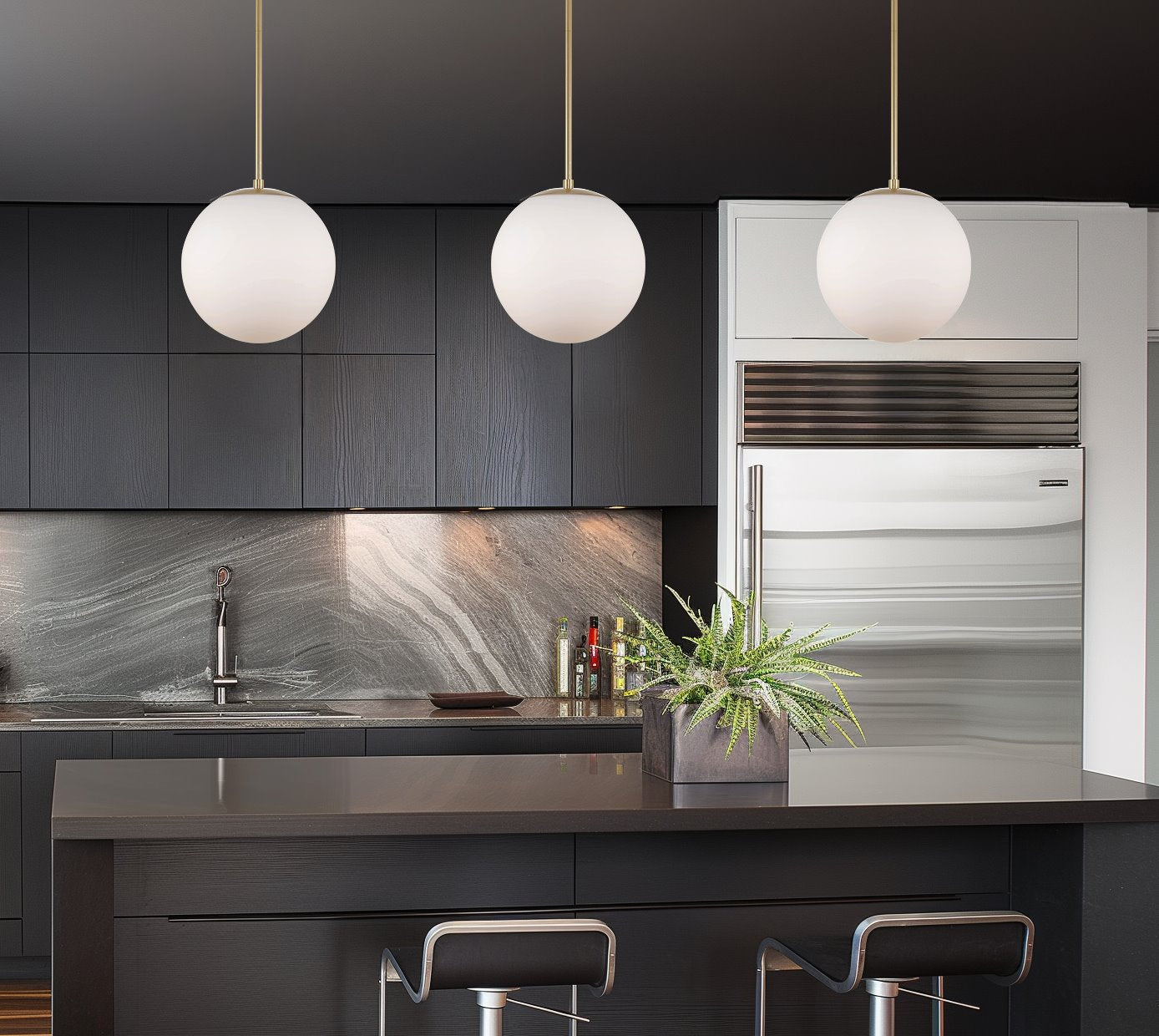 Kira Home Ceres 12" Hanging Orb Pendant Light, Smooth White Frosted Diffuser