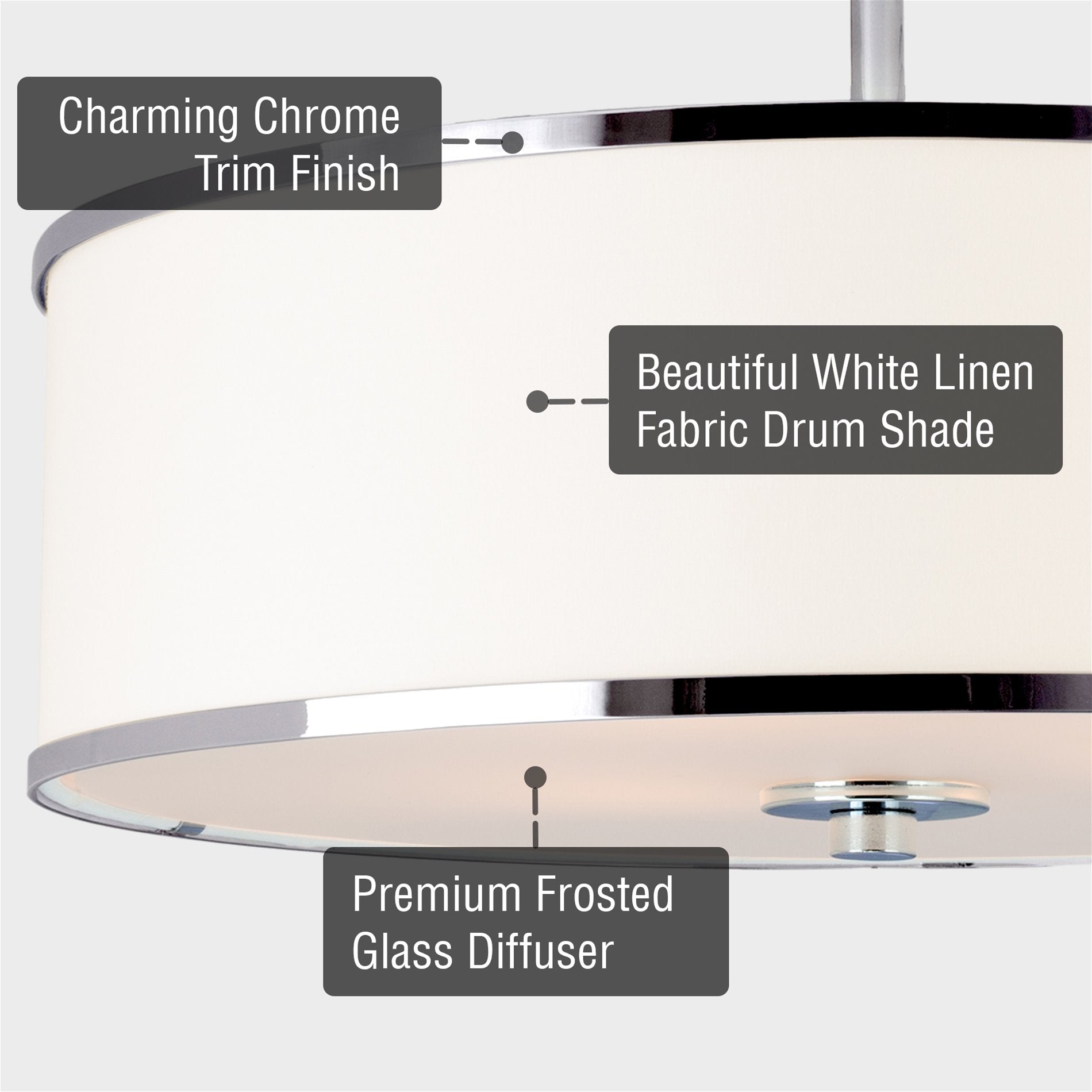 Kira Home Chloe 15" Retro Ceiling Light, White Drum Shade, LED Compatible, Round