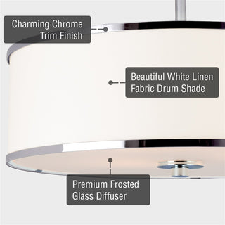 Kira Home Chloe 15" Retro Ceiling Light, White Drum Shade, LED Compatible, Round