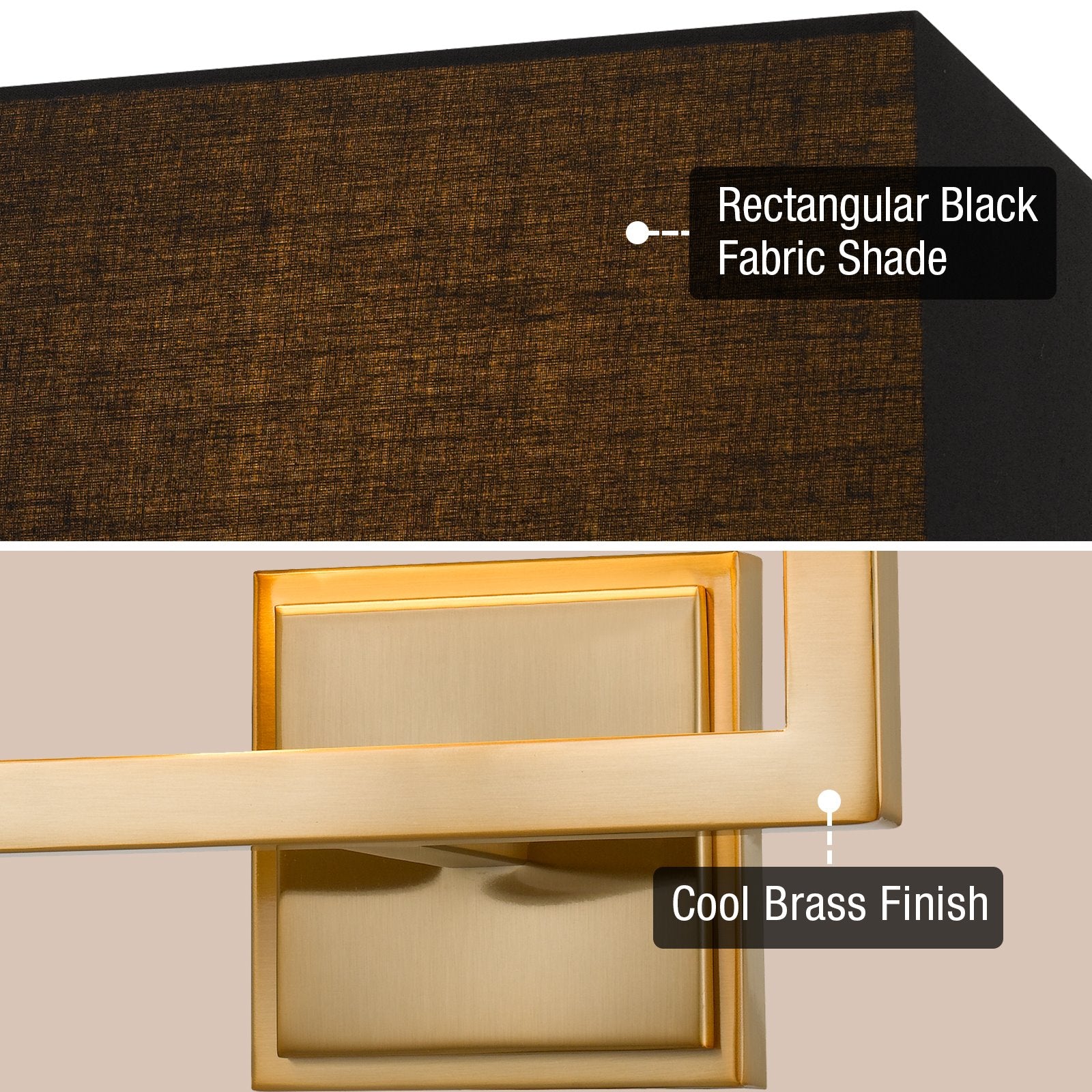 Kira Home Haven 16" Wall Sconce/Wall Light, Rectangular Black Fabric Shade