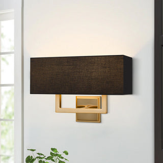 Kira Home Haven 16" Wall Sconce/Wall Light, Rectangular Black Fabric Shade