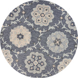 Deep Gray Floral Garden Area Rug, 4'10" Round