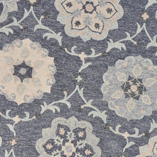 Deep Gray Floral Garden Area Rug, 4'10" Round