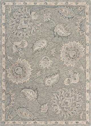Light Gray Traditional Botanical Area Rug, 5'0" X 7'0"