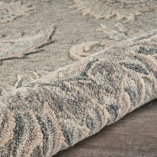 Light Gray Traditional Botanical Area Rug, 5'0" X 7'0"