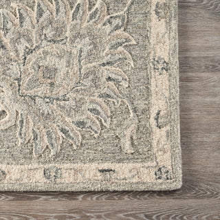 Light Gray Traditional Botanical Area Rug, 5'0" X 7'0"