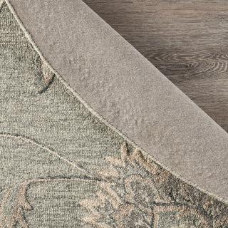 Light Gray Traditional Botanical Area Rug, 4'10" Round