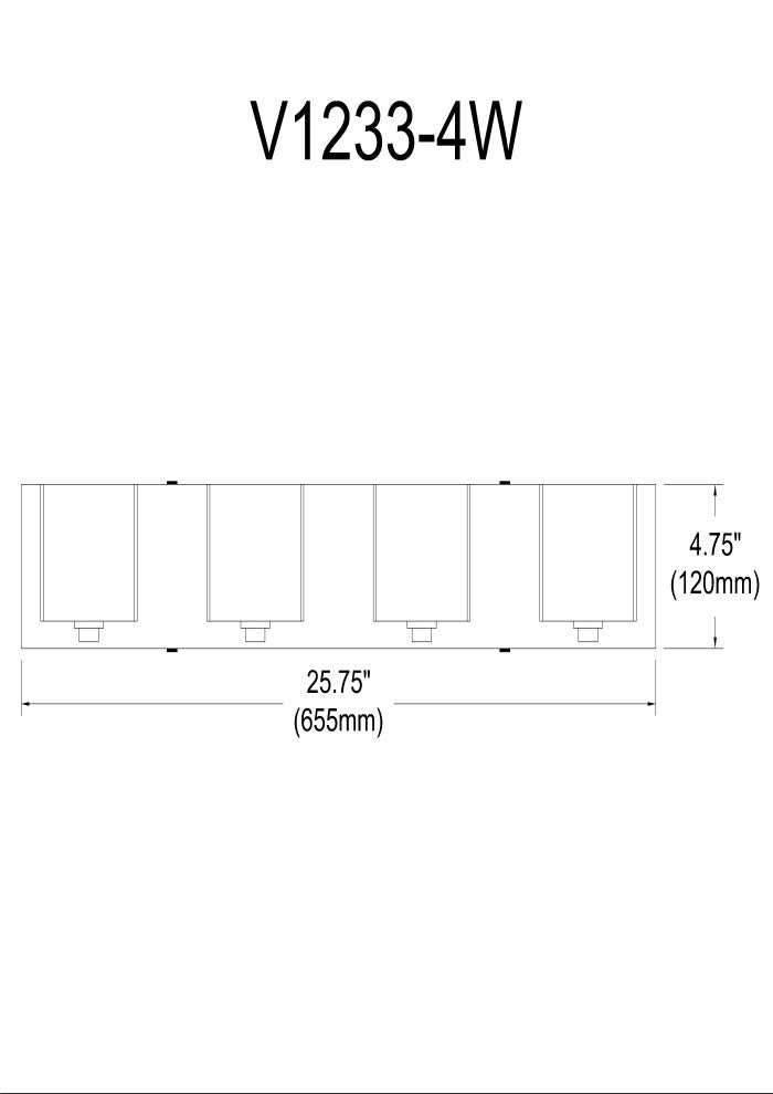 Ville 4-Light Vanity Fixture, White Opal