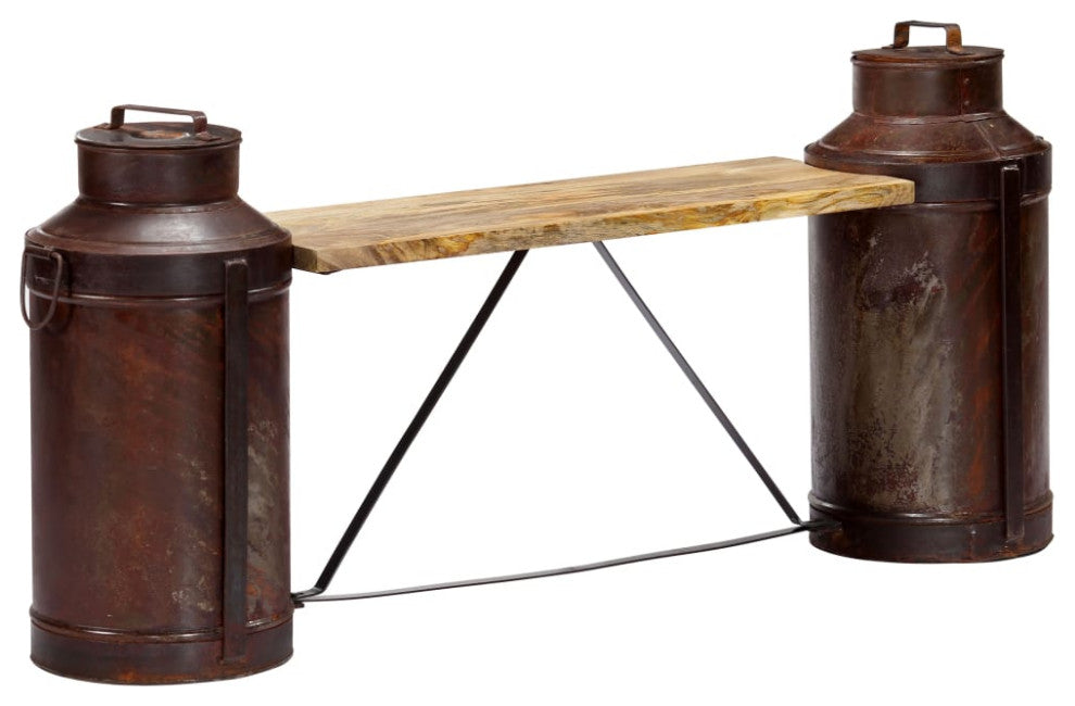 Vidaxl Milk Bottle Bench 59.1"x13"x25.2" Solid Mango Wood
