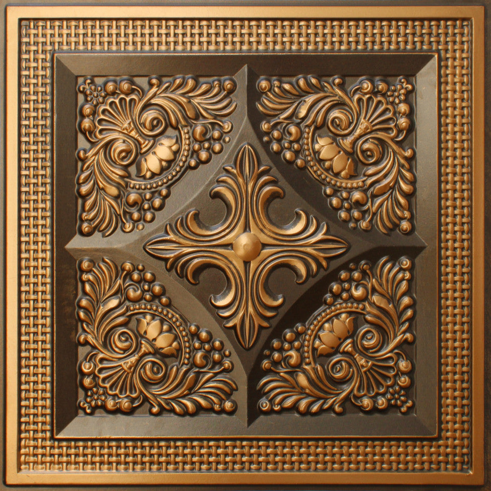 Antique Gold 3D Ceiling Panels, 2'x2', 100 Sq Ft, Pack of 25