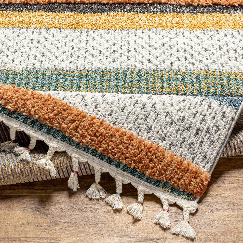 Surya Lofty LOF-2304 Machine Woven Area Rug, Off-White, 5'3" x 7'