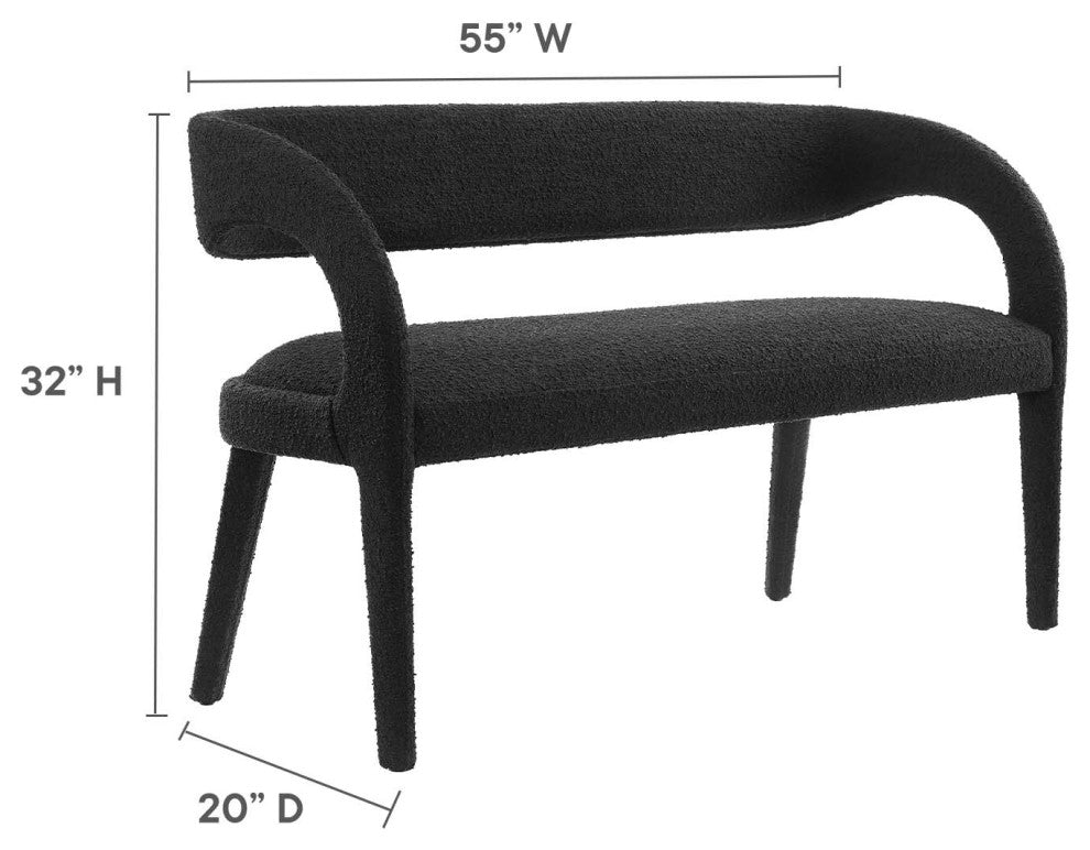 Pinnacle Boucle Fabric Accent Bench, Black