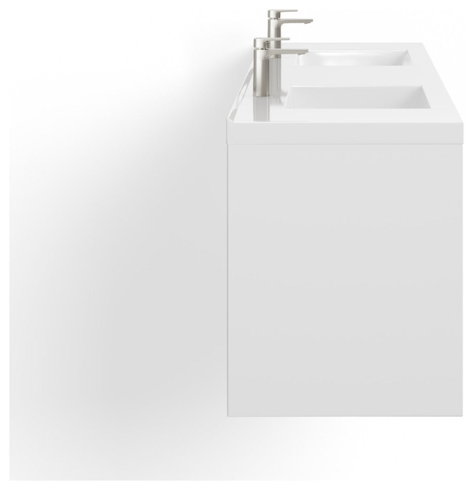The Daria Bathroom Vanity, Glossy White, 84", Double Sink, Wall Mount