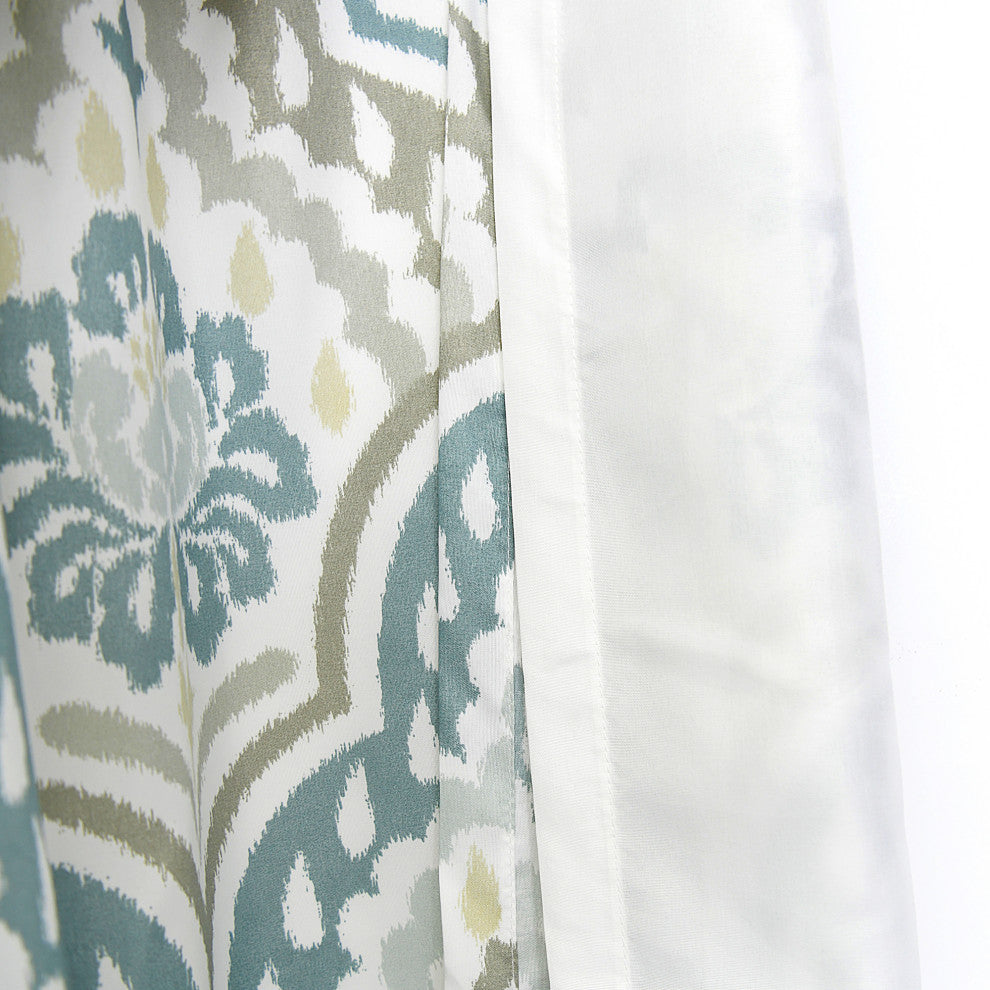 Tivoli IKAT Teal Aqua Microfiber Curtains, Set of 2, 52"x96"