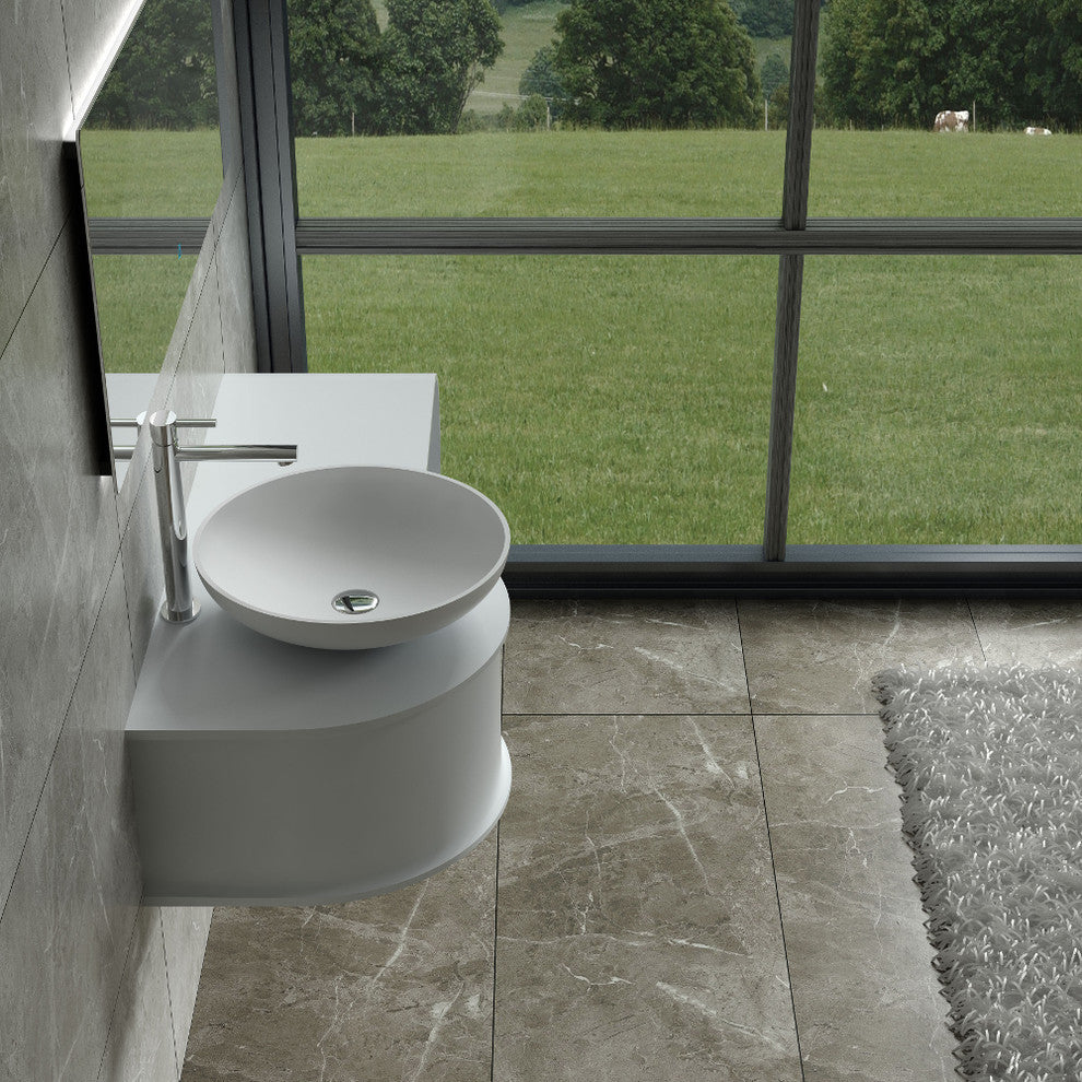 47" Polystone Wall Mounted Vanity Only, Matte White, No Sink