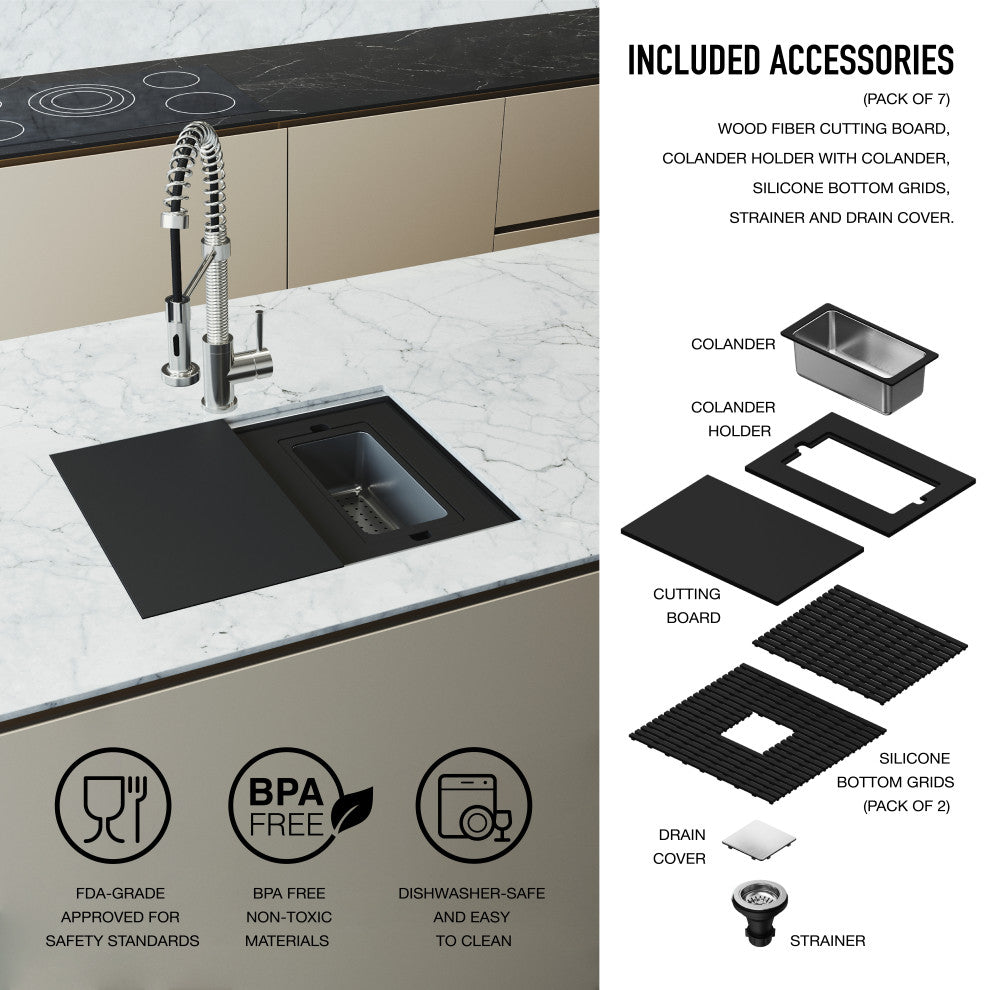 Hampton 24"L x 17"W Stainless Steel Undermount Workstation Kitchen Sink