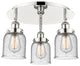 Bell-3 Light 17" Flush Mount-Polished Nickel, Seedy Glass Shade