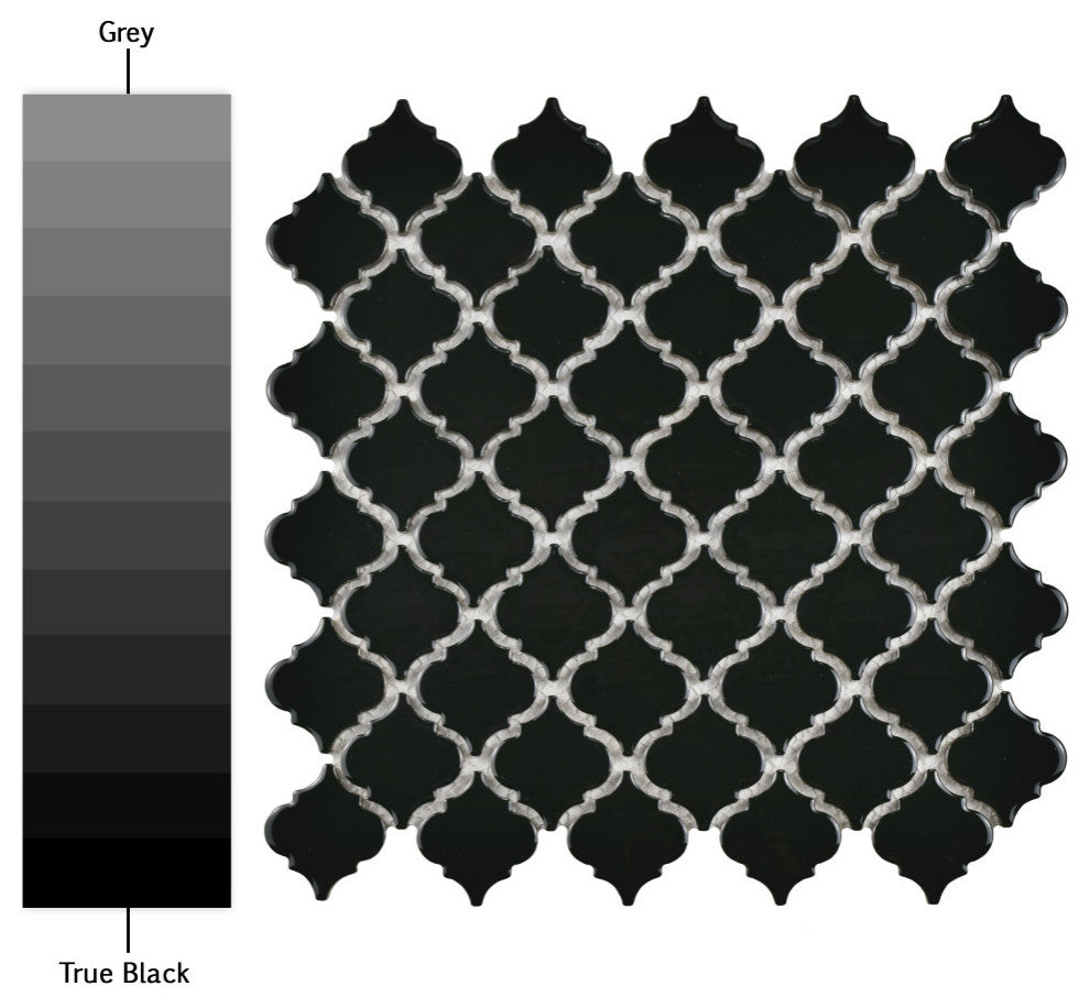 Hudson Tangier Mosaic Floor and Wall Tile, Glossy Black