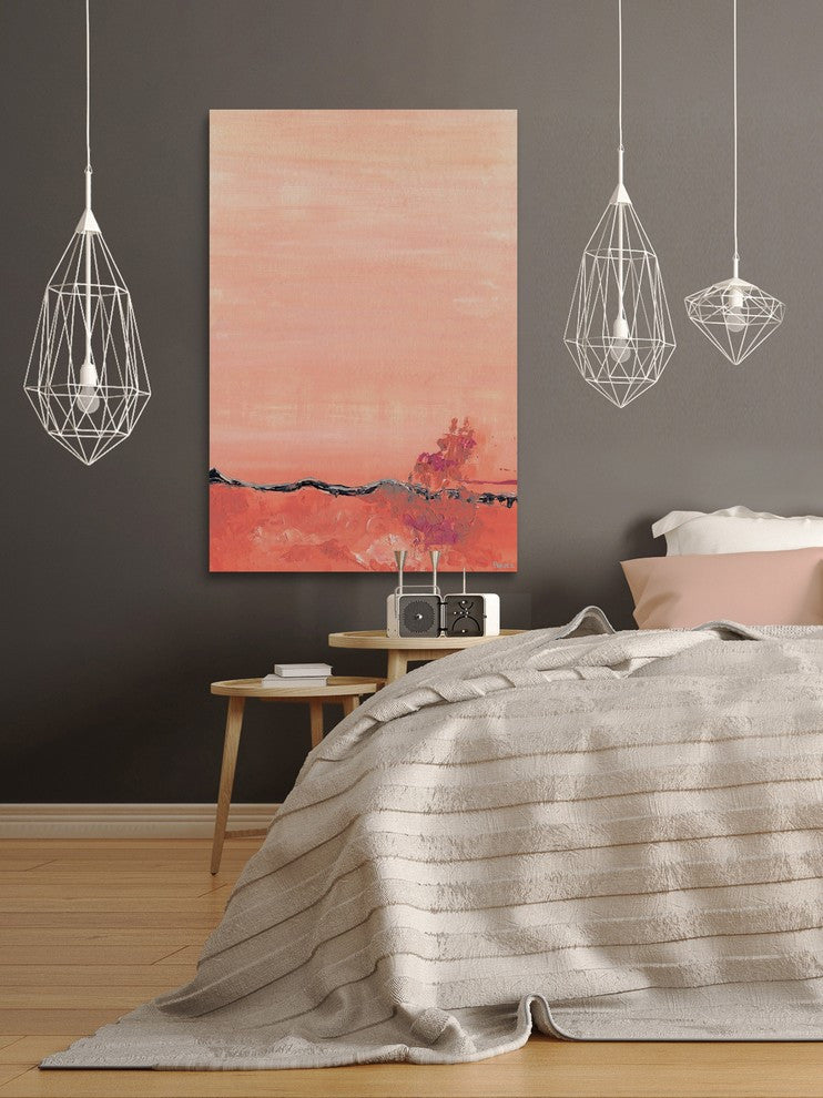 "Apricot Wave" Painting Print on Wrapped Canvas, 40"x60"