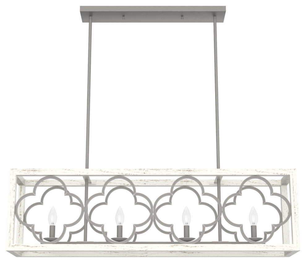 Hunter Gablecrest Painted Concrete and Rustic White Linear Chandelier