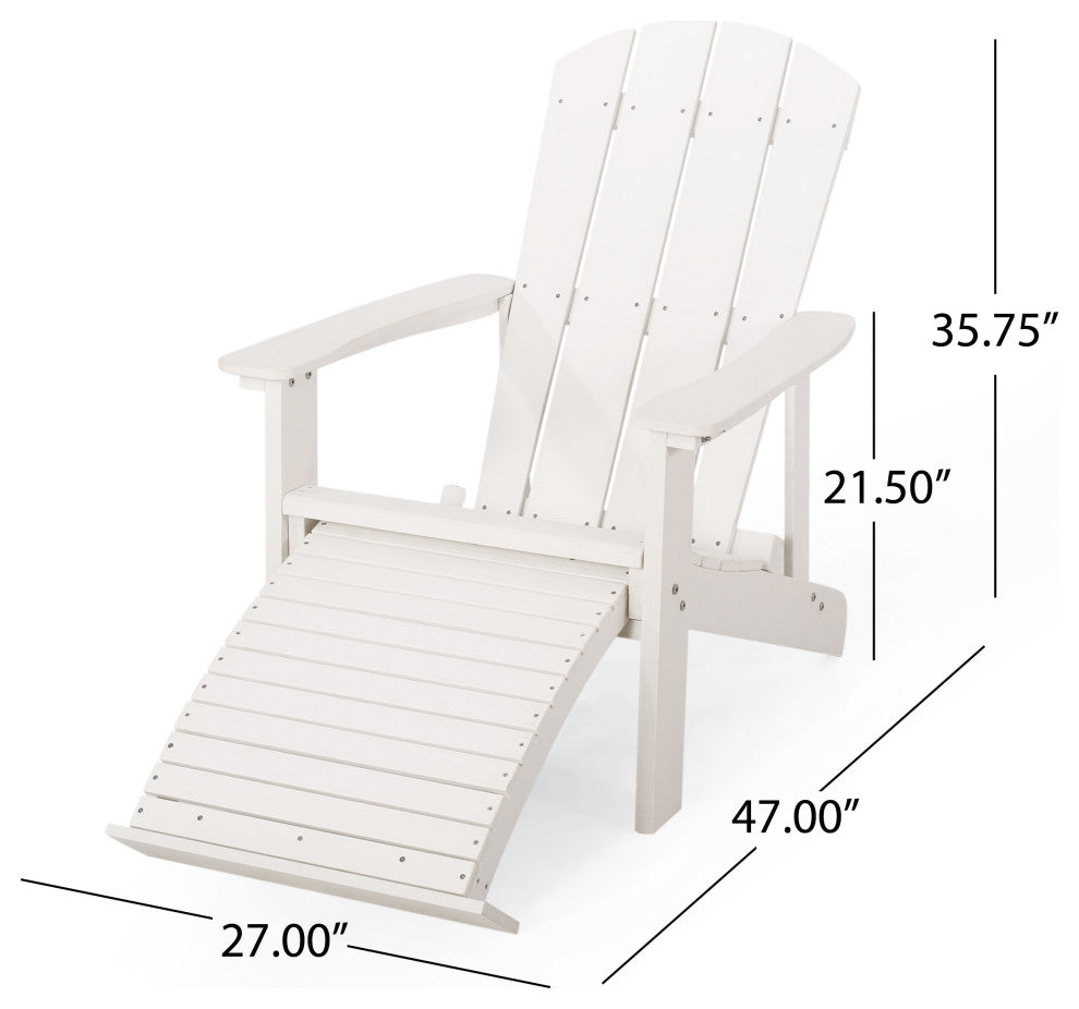Oaks Aura Outdoor Classic White Solid Wood Adirondack Chair Foldable, White