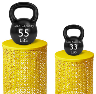 Multi-Functional Metal Garden Stool, 2-Piece Set, Yellow