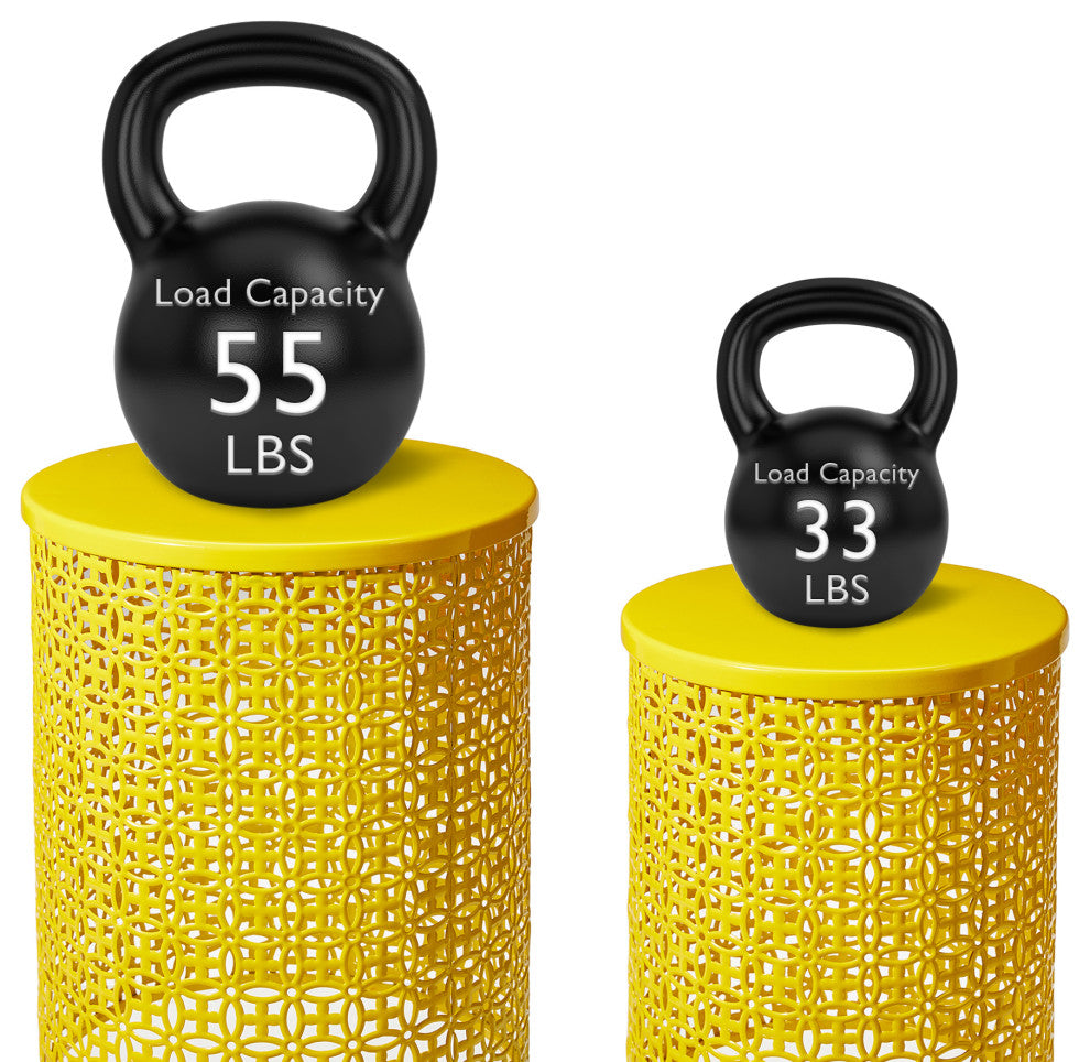 Multi-Functional Metal Garden Stool, 2-Piece Set, Yellow