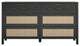 Transitional Dresser, 4 Rattan Front Drawers & 2 Wooden Front Drawers, Black Oak